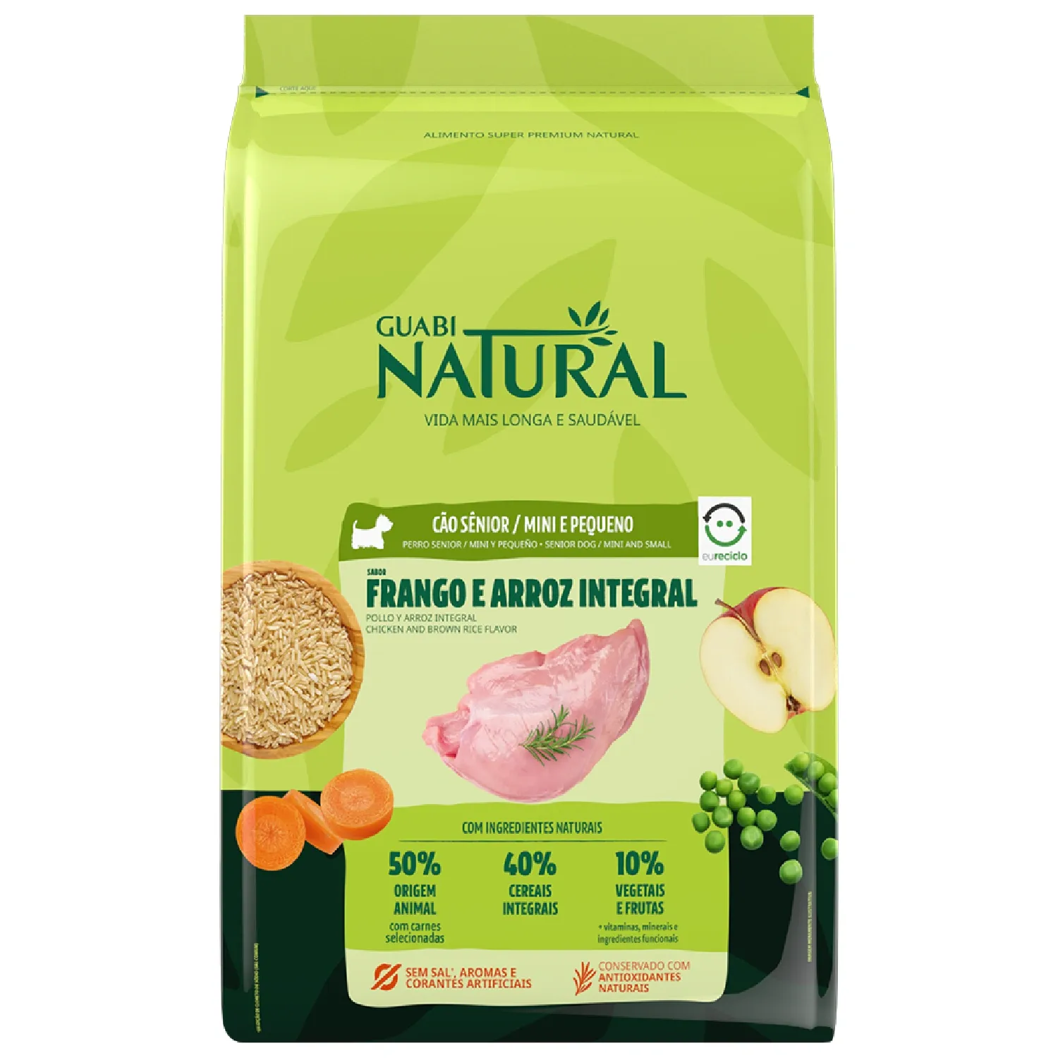 Racao Guabi Natural Caes Senior Racas Mini e Pequeno Frango e Arroz Integral 1
